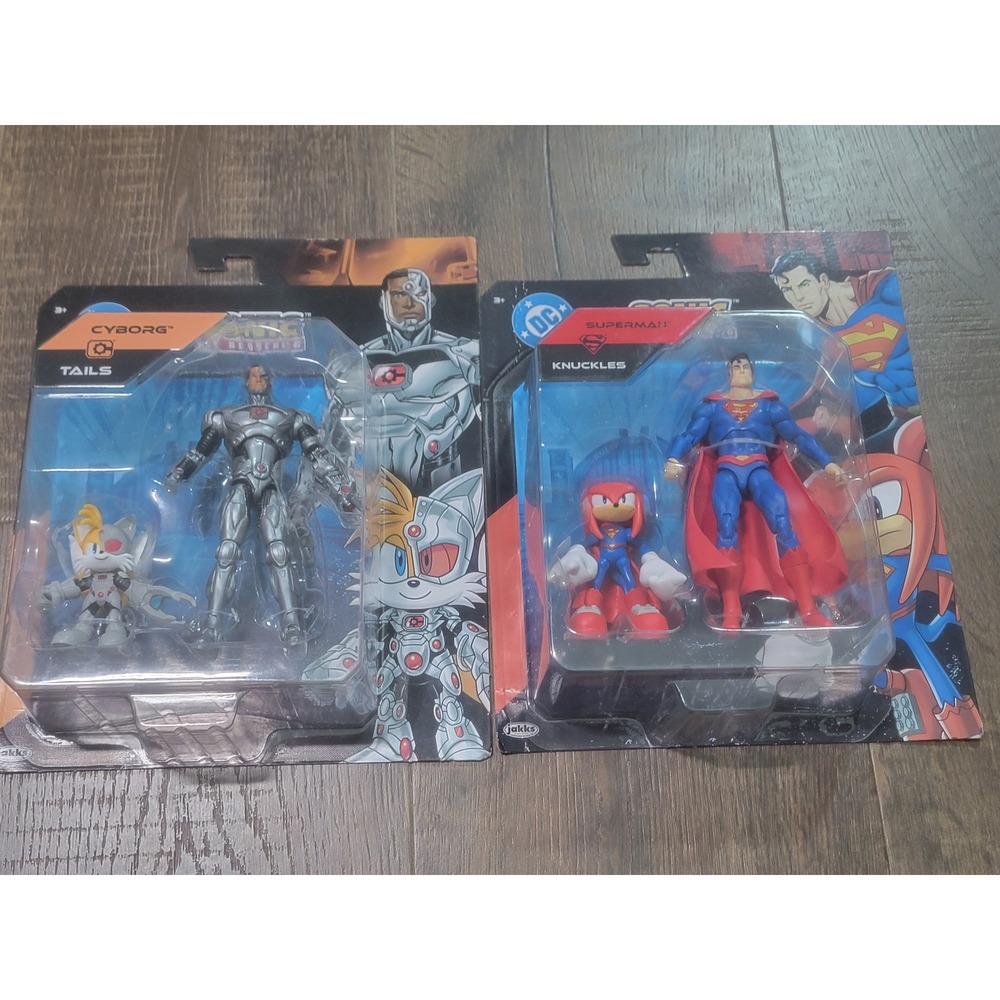 Jakks Pacific DC x Sonic the Hedgehog Superman Knuckles Cyborg Tails Figure Lot